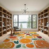 Vibrant Citrus Berry Fruit Pattern Rug