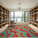 Vibrant Multi-Color Wavy Abstract Area Rug