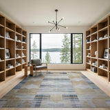Shimmering Gold Geometric Beige Area Rug