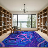 Starry Pink Octopus Swirl Area Rug