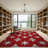 Snowflake Red Festive Red Snowflake Area Rug