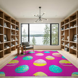 Playful Easter Egg Scatter Pink Area Rug