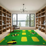 Kids Cartoon Playful Cartoon Bees Green Area Rug