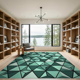 Teal Geometric Triangle Area Rug