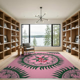 Pink Holly Berry Mandala Area Rug