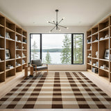 Brown Tan Plaid Checkered Farmhouse Rug