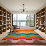 Multi-color and Patterns Vibrant Wavy Multi-Color Geometric Area Rug