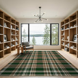 Green Brown Plaid Check Area Rug