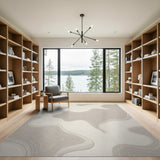 Beige Abstract Contour Wave Area Rug