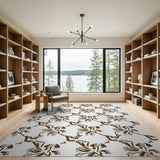 Elegant Brown Floral Lattice Area Rug