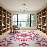 Pink Pink Floral Medallion Area Rug