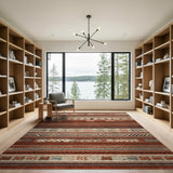 Terracotta Multi-Stripe Geometric Area Rug