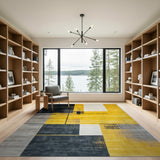 Bold Geometric Yellow Black Modern Area Rug