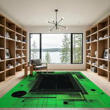 Vibrant Green Matrix Geometric Area Rug