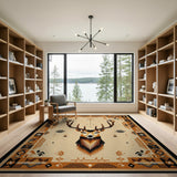 Southwestern Geometric Deer Head Area Rug