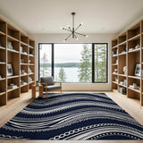 Navy Blue Tribal Wave Area Rug
