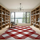 Red White Buffalo Plaid Area Rug