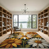 Vibrant Sunflower Daisy Floral Area Rug