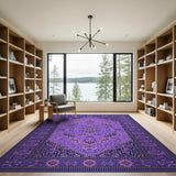 ODIKA Vintage Purple Persian Washable Area Rug - Low Pile Non-Slip