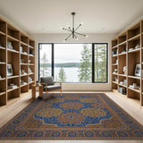 Blue Persian Star Medallion Area Rug