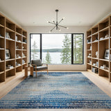 Geometric Modern Blue Teal Geometric Stripe Area Rug