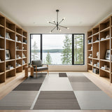 Grey Textured Geometric Block Area Rug