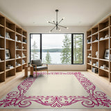 Pink Vintage Pink Floral Ornate Area Rug