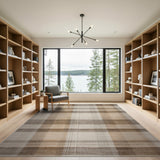 Brown and Tan Tan Brown Plaid Rustic Farmhouse Area Rug