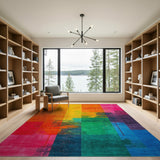 Vibrant Multi-Color Abstract Stripe Area Rug