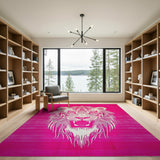 Vibrant Pink Tiger Face Area Rug