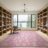 Kids Cartoon Playful Pink Alphabet Kids Area Rug