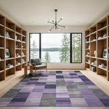 Purple Grey Geometric Block Geometric Modern Area Rug