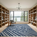 Geometric Modern Blue and Teal Navy Geometric Maze Area Rug