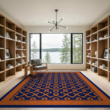 Navy Blue Orange Geometric Tribal Area Rug