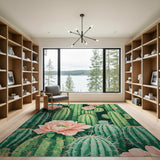 Desert Cactus Grove with Pink Blooms Rug
