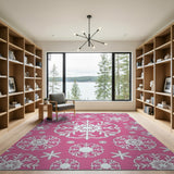 Pink Snowflake Pattern Area Rug