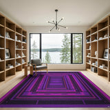 Purple Nested Frames Geometric Area Rug