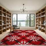 Red Red Snowflake Plaid Area Rug