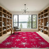Festive Red Snowflake Area Rug