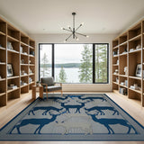 Navy Blue Deer Silhouette Area Rug