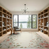 Blush Pink Floral Vintage Washable Area Rug