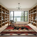 Multi-color and Patterns Southwestern Grizzly Bear Area Rug