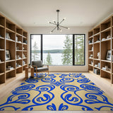 Intricate Blue Paisley Swirl Area Rug