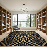 Bold Gold Black Geometric Southwestern Rug