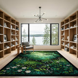Lush Forest Daisy Path Green Area Rug