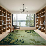 Vintage Green Leaf Berry Area Rug