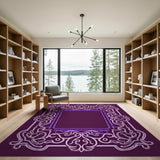 Purple Ornate Baroque Border Area Rug