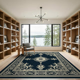 Elegant Navy Medallion Persian Area Rug