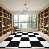 Black White Checkered Washable Area Rug