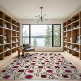 Pink Swirling Floral Area Rug